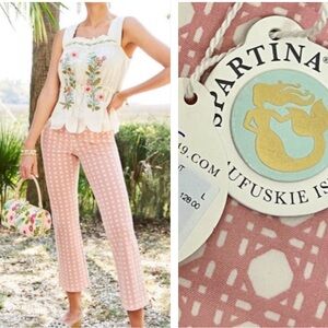 Spartina 449 Sugar Mill Pink Cane Marin Kick Flare Pant NWT